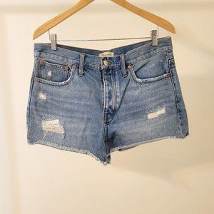 Madewell Relaxed Denim Shorts Button Fly Ripped Edition MC641 sz 29